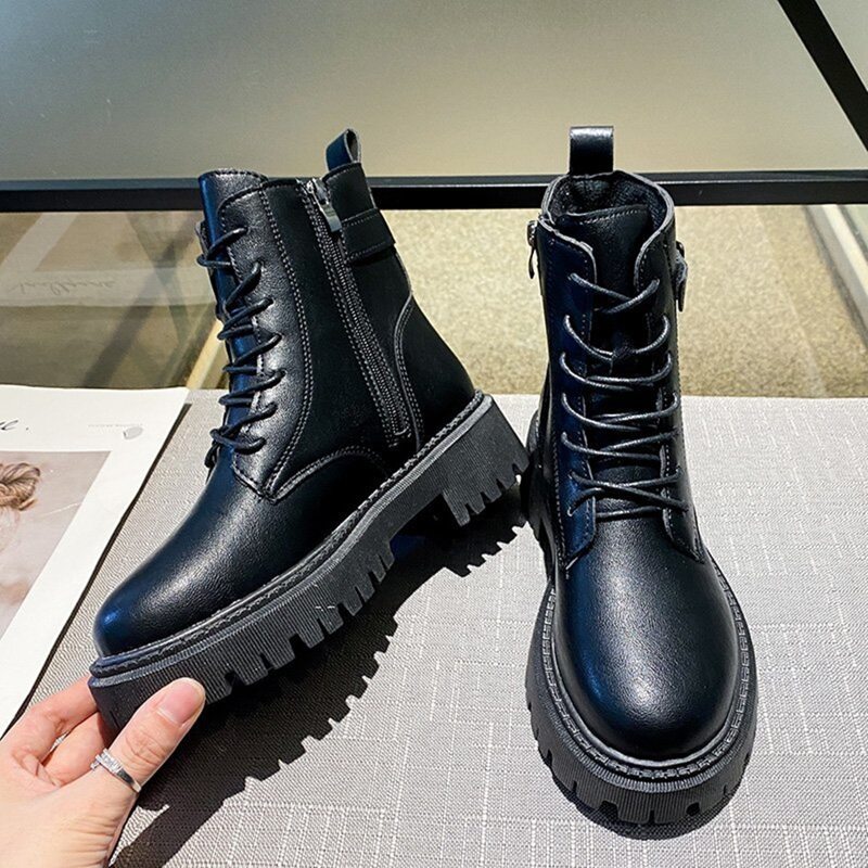 

Lug Sole Combat Boots, Black