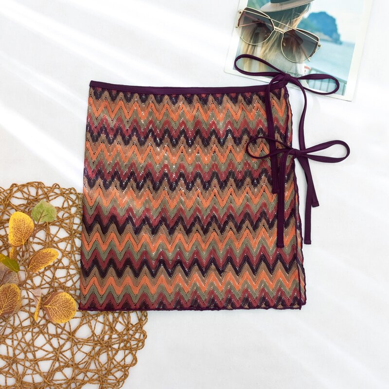 

Chevron Tie Side Beach Skirt, Multicolor
