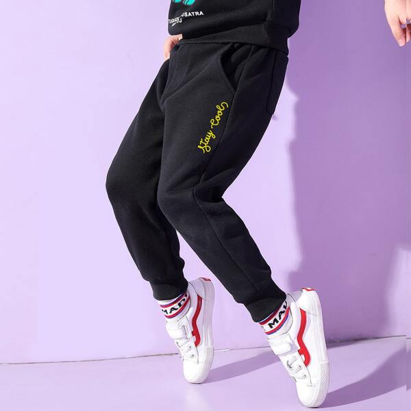 

Boys Letter Graphic Sweatpants, Black