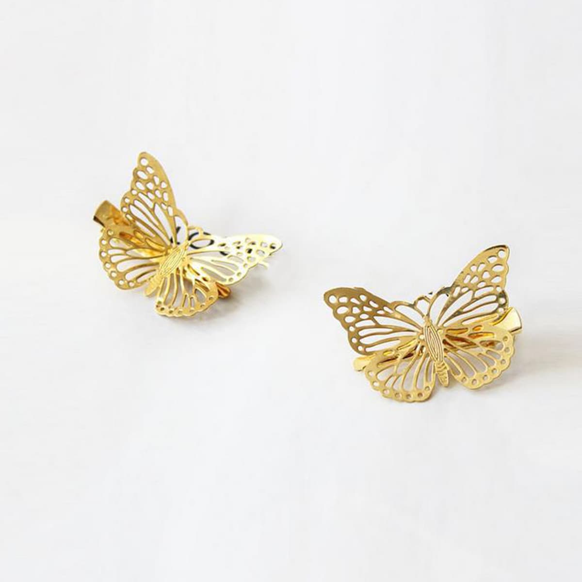 

4pcs Butterfly Design Hair Clip, Gold
