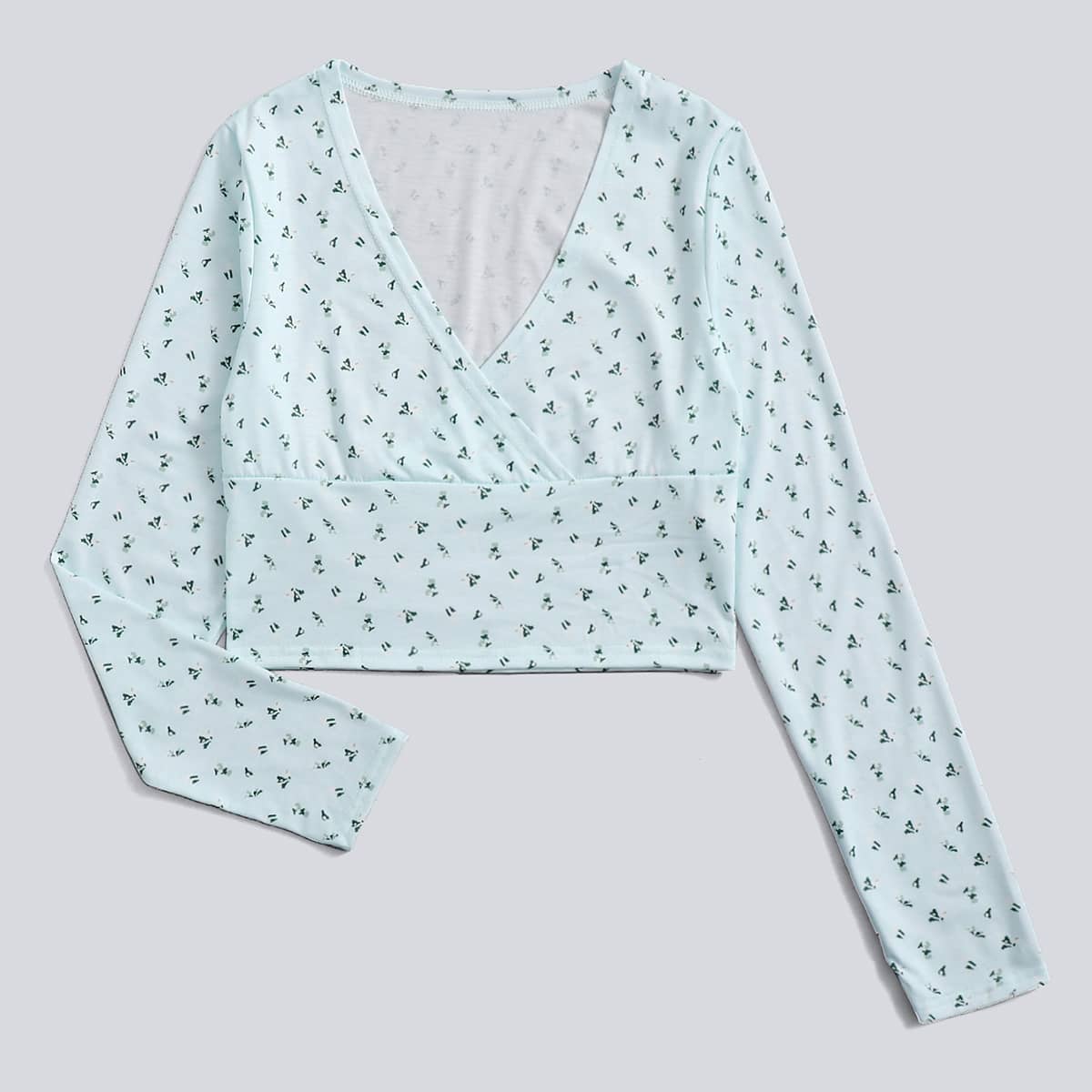 

Ditsy Floral Crop Tee, Baby blue