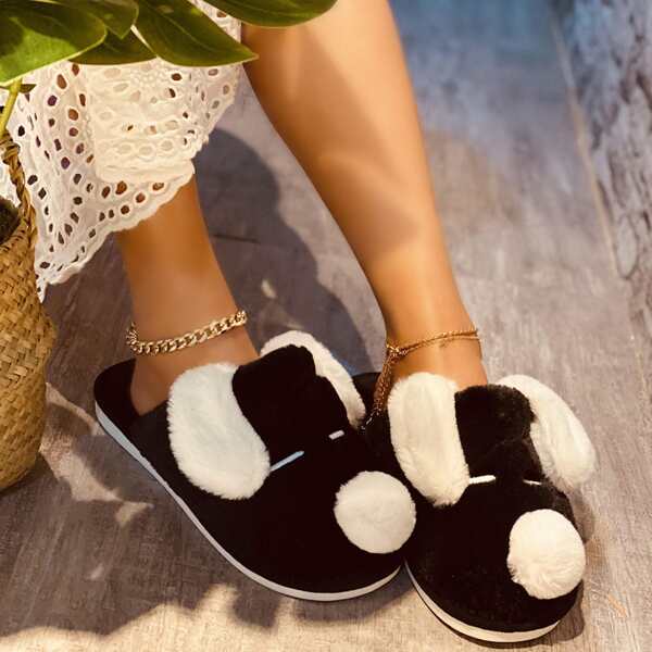 

Cartoon Fluffy Slippers, Black and white