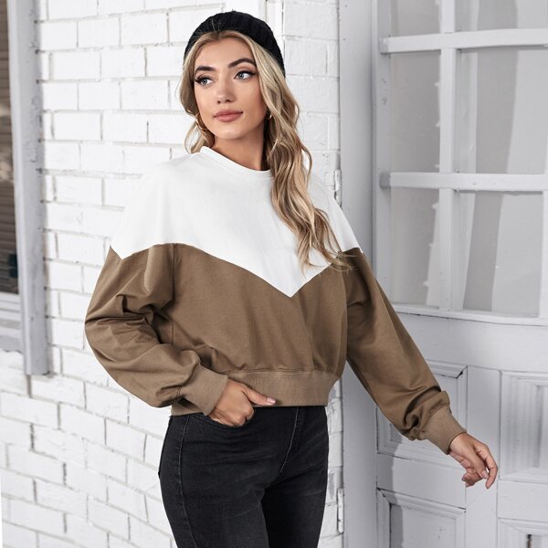 

Drop Shoulder Colorblock Pullover, Multicolor