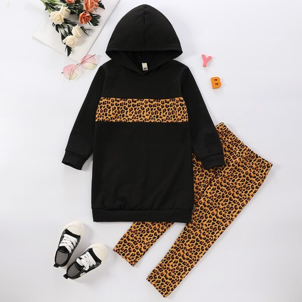 

Toddler Girls Leopard Print Longline Hoodie With Leggings, Multicolor