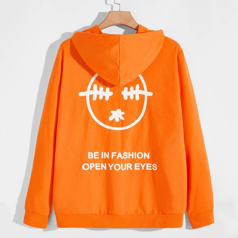 

Guys Cartoon And Slogan Graphic Hoodie, Orange bright