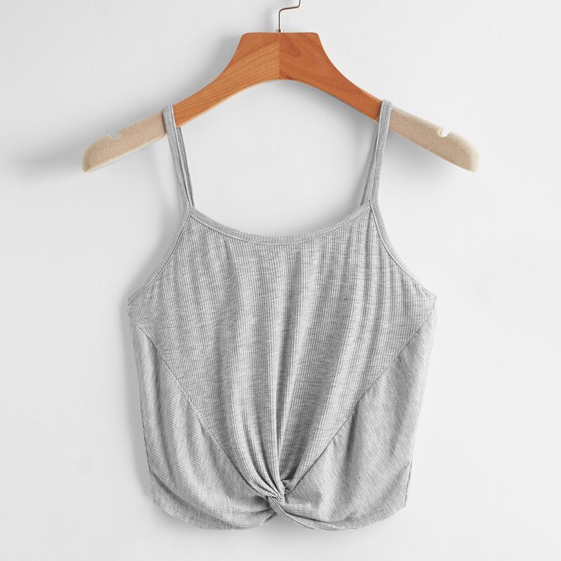 

Twist Front Solid Cami Top, Light grey