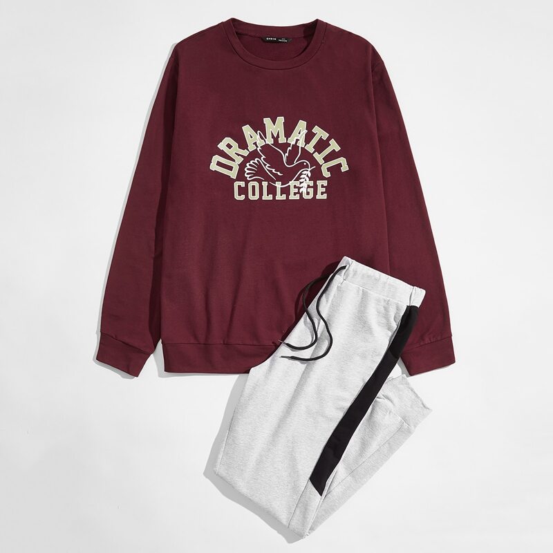 

Guys Animal & Letter Graphic Pullover & Drawstring Joggers Set, Multicolor