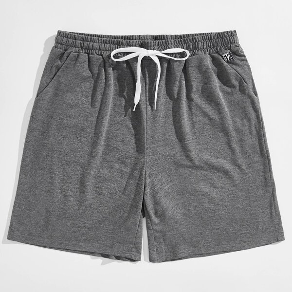 

Men Slant Pocket Drawstring Track Shorts, Grey