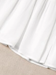 Solid Frill Trim Skirt - White - View 4