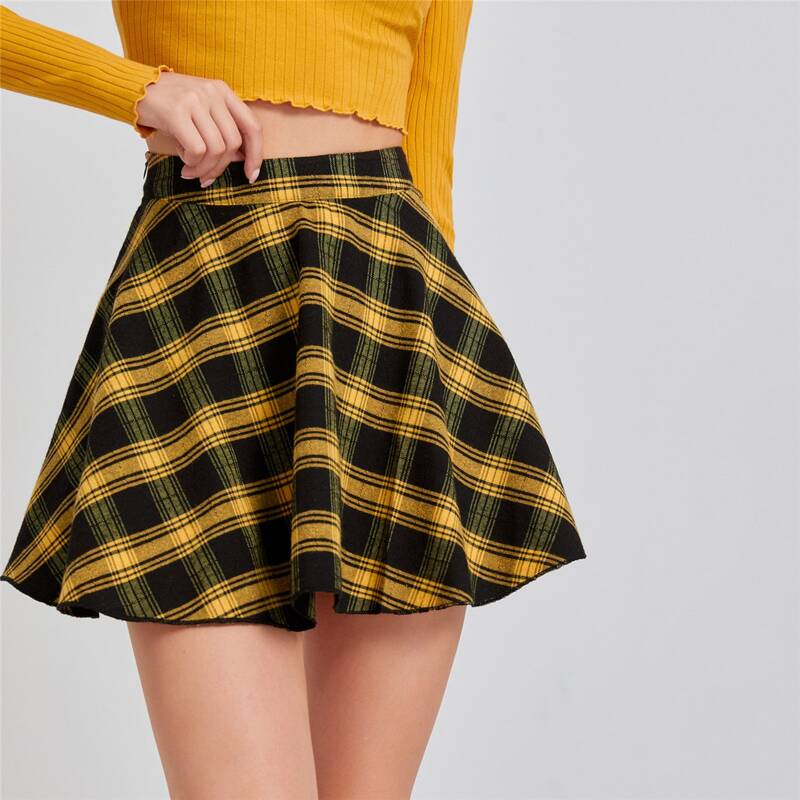 

Plaid Skater Skirt, Multicolor