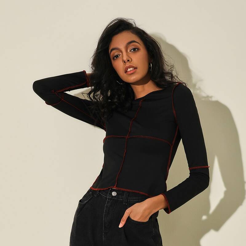 

Stitch Trim Slim Tee, Black