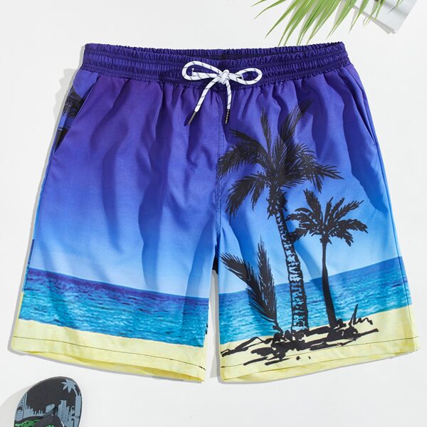 

Men Tropical Print Swim Trunks, Multicolor
