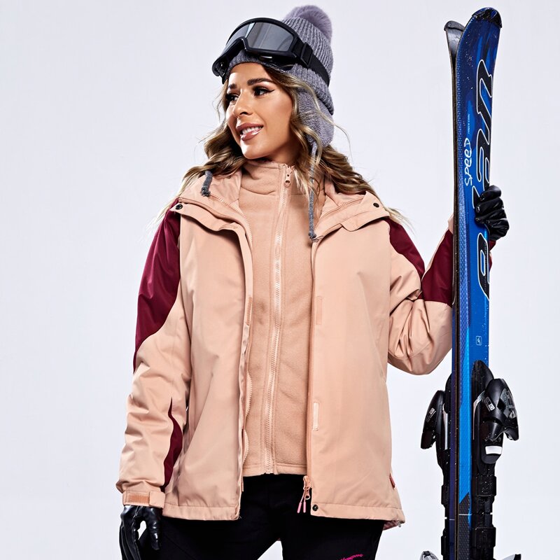 

Waterproof Hooded Jacket With Detachable Fleece Liner, Dusty pink