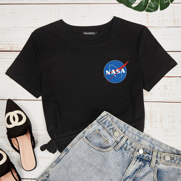 

Letter Graphic Short Sleeve Tee, Black