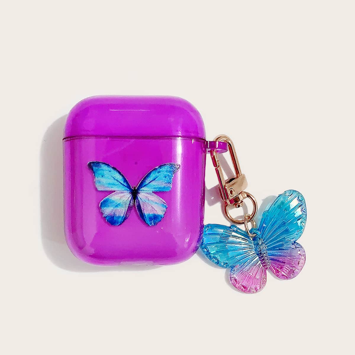 

Butterfly Print Airpods Case, Purple