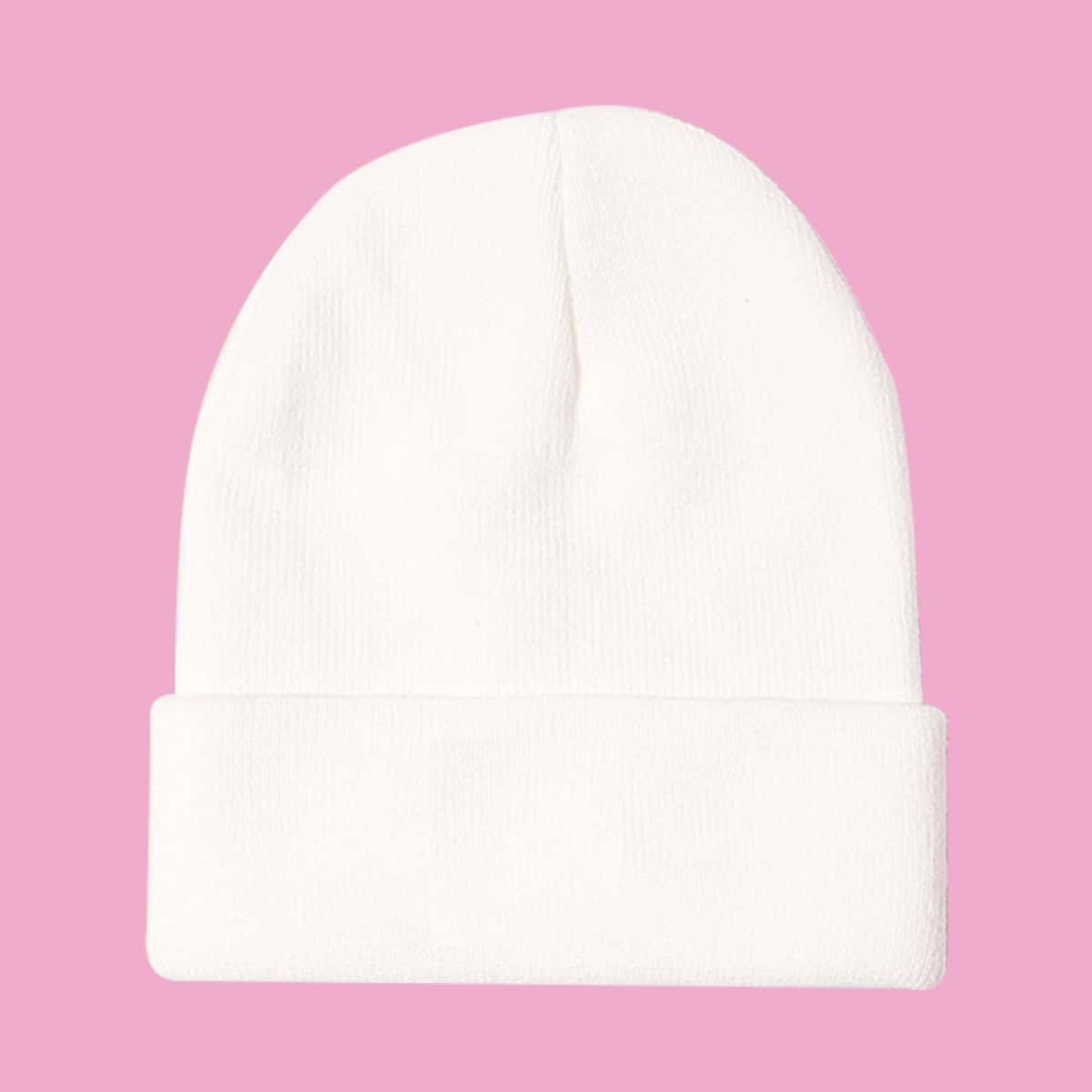 

2pcs Guys Solid Knitted Beanie, Black and white