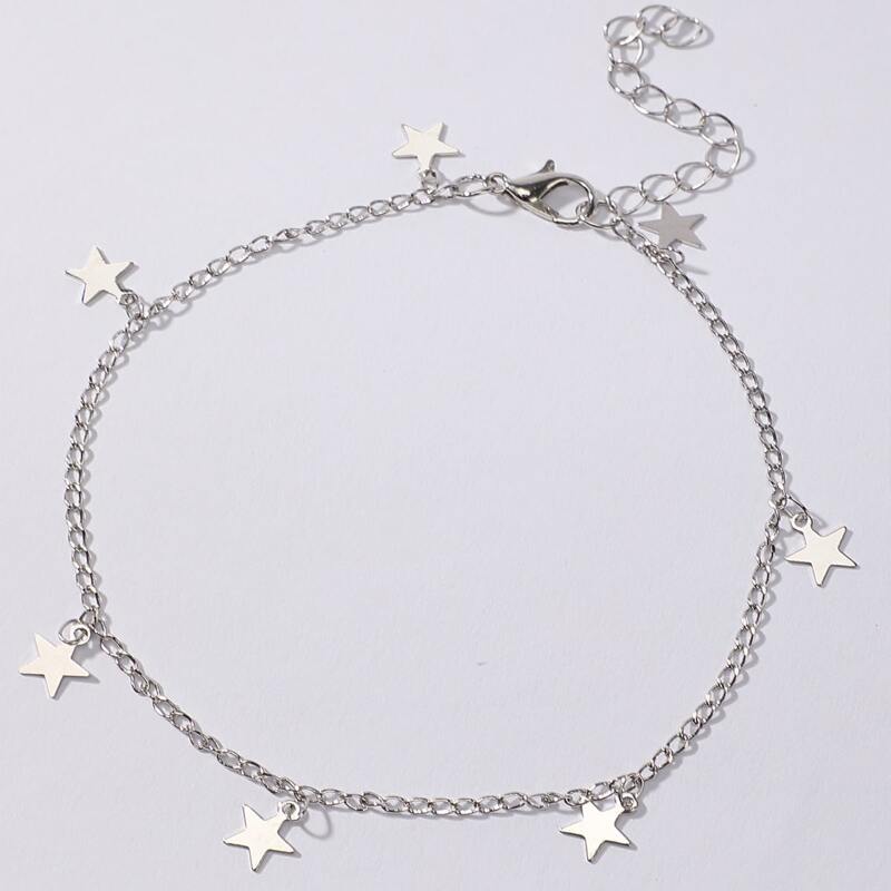 

Star Chain Anklet, Silver