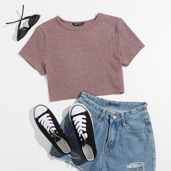 

Waffle Knit Solid Tee, Redwood