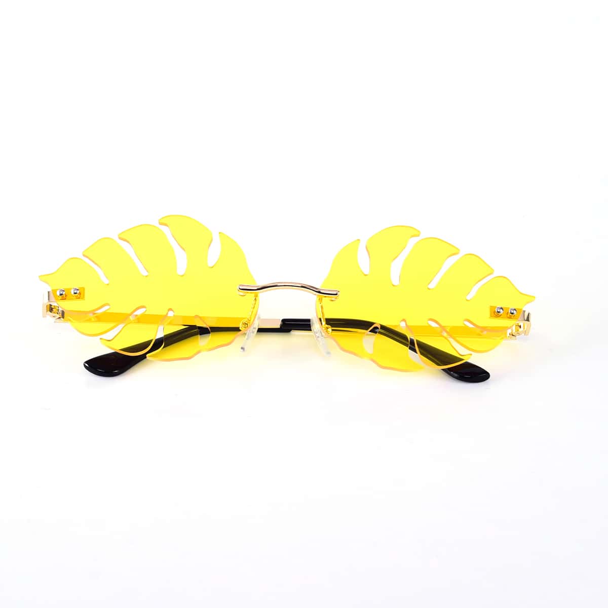 

Palm Shaped Rimless Sunglasses, Yellow