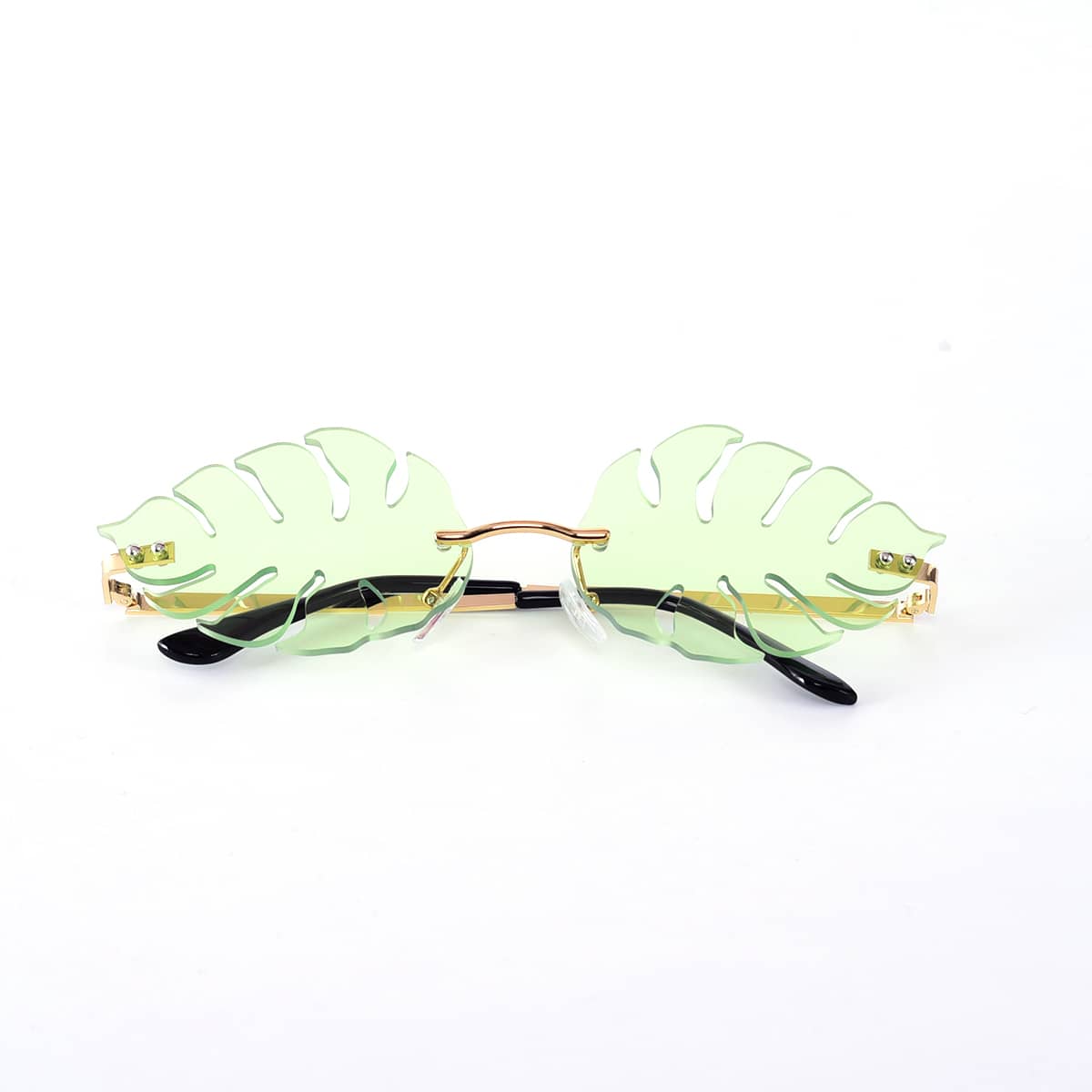 

Palm Shaped Rimless Sunglasses, Green