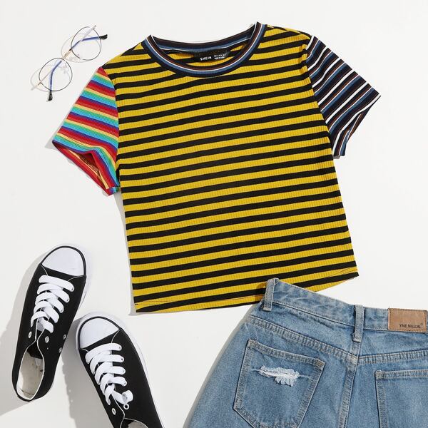 

Striped Colorblock Tee, Multicolor
