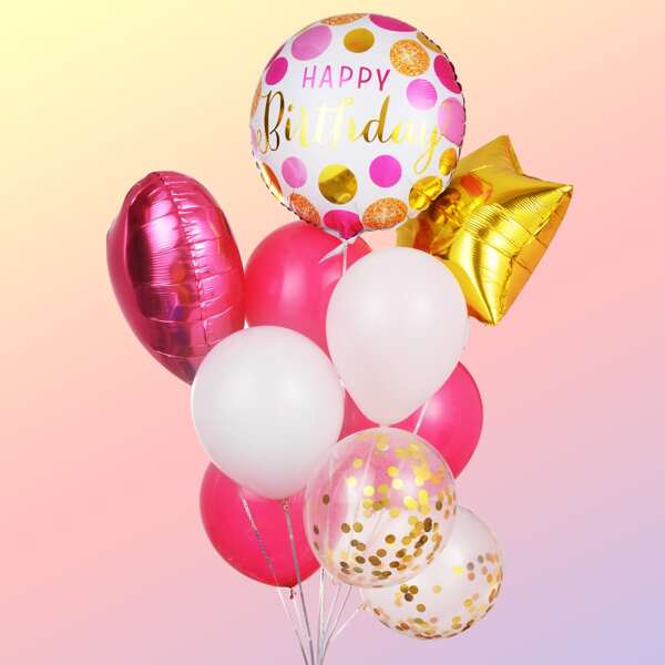 

12pcs Birthday Decorative Balloon Set, Multicolor