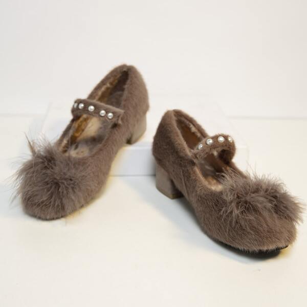

Faux Pearl Decor Fluffy Pumps, Khaki