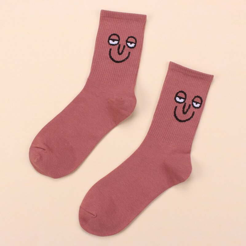 

1pair Cartoon Pattern Socks, Redwood