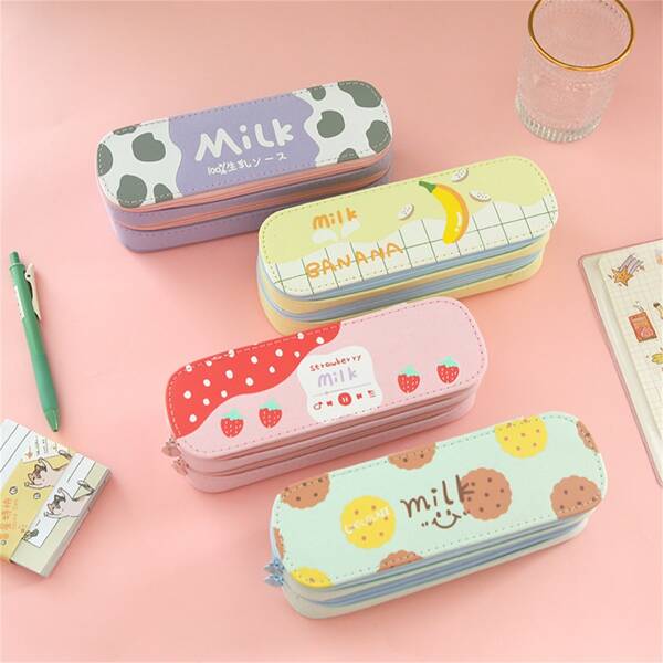 

1pc Double Layer Random Pencil Bag, Multicolor