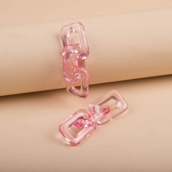 

Resin Chain Link Earrings, Baby pink