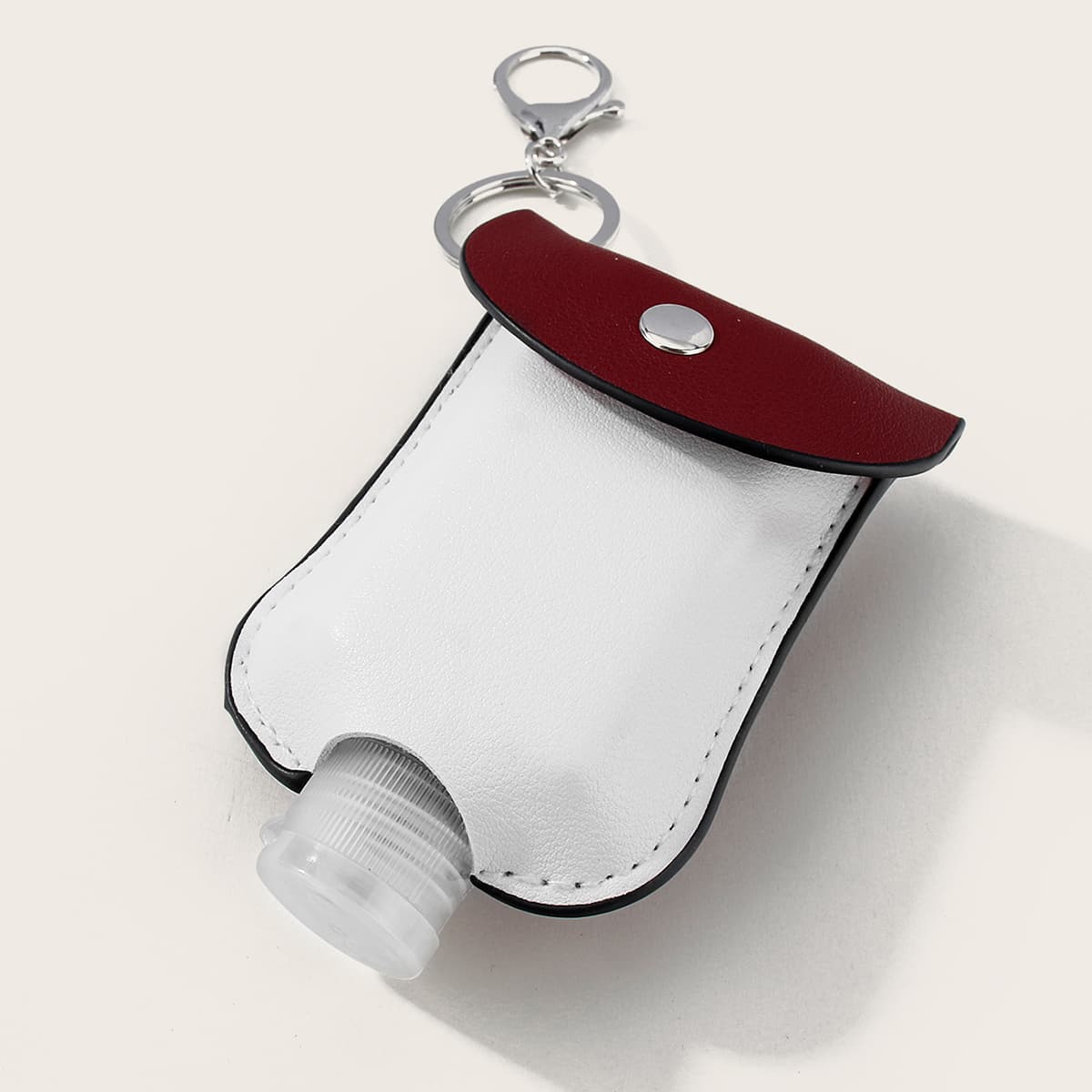 

Colorblock Bottle Design Bag Charm, Red and white