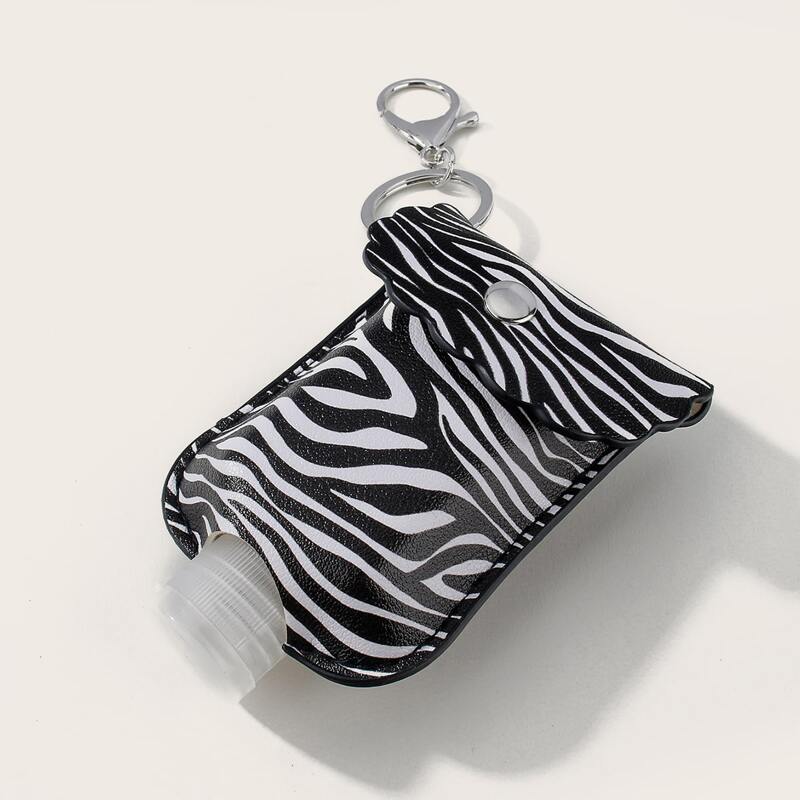 

Zebra Striped Bottle Design Bag Charm, Black