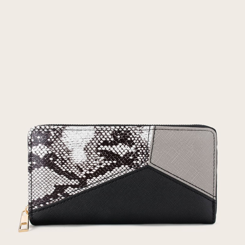 

Colorblock Snakeskin Zip Around Purse, Multicolor