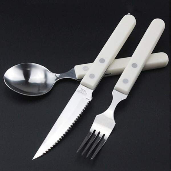 

3pcs Stainless Steel Cutlery Set, White