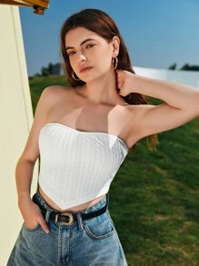 Muchica Top De Tubo Tipo Bandana Con Textura - Blanco - Ver 3