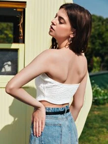 Muchica Top De Tubo Tipo Bandana Con Textura - Blanco - Ver 2