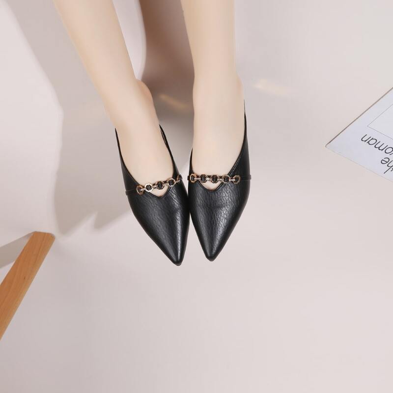 

Chain Decor Chunky Heeled Mules, Black