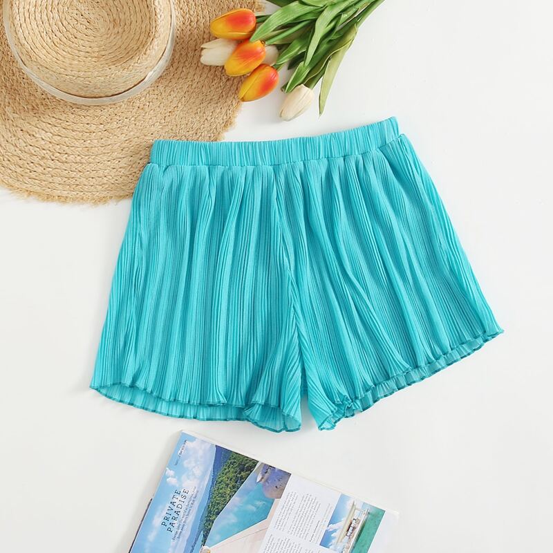 

Solid Pleated Bikini Bottom, Mint blue