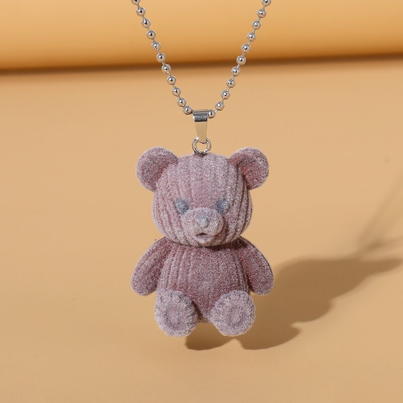 

Cartoon Bear Charm Necklace, Brown