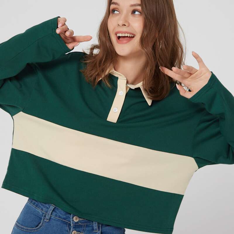 

Colorblock Polo Oversized Tee, Multicolor