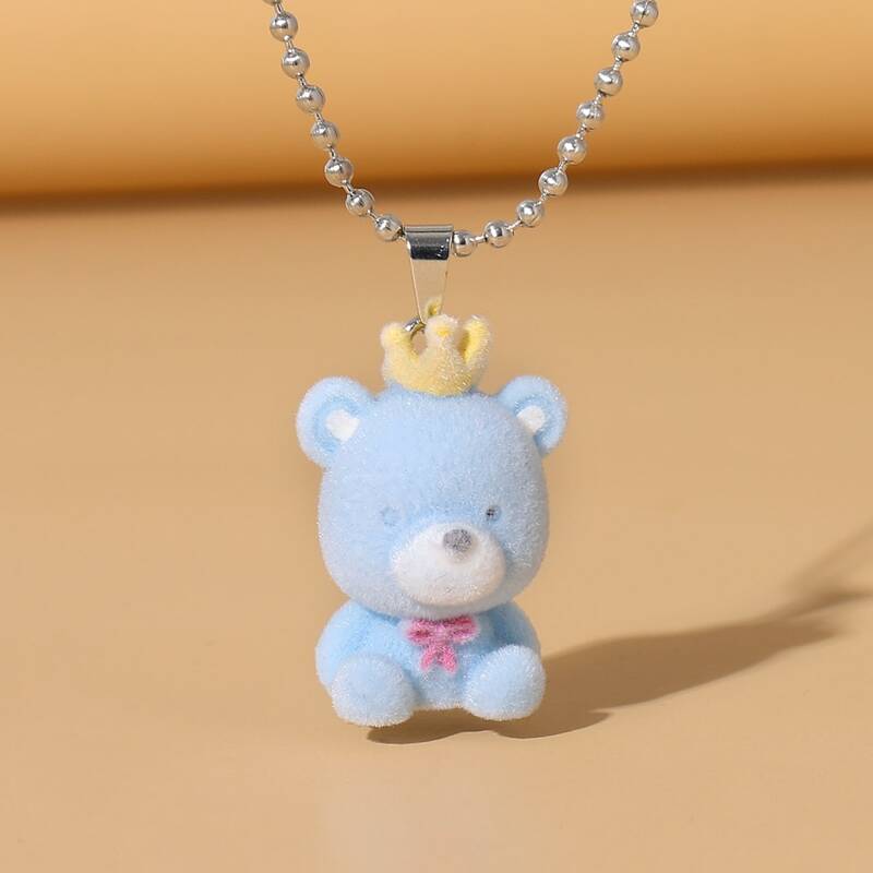 

Cartoon Bear Charm Necklace, Blue