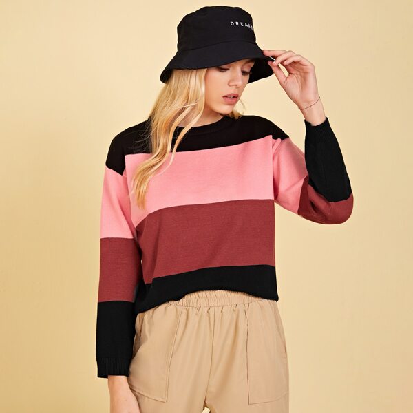 

Drop Shoulder Colorblock Sweater, Multicolor