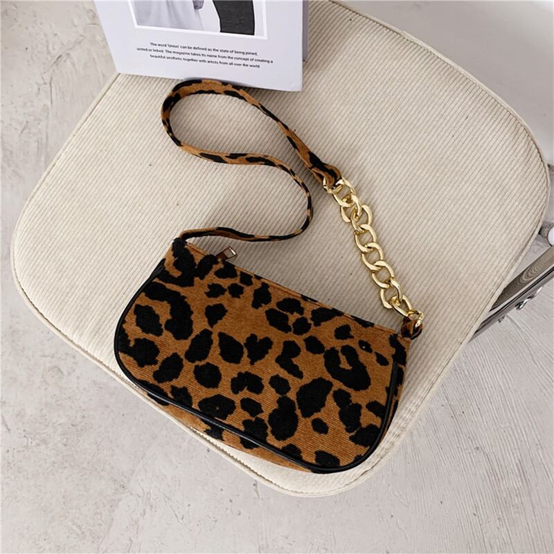 

Leopard Baguette Bag, Brown