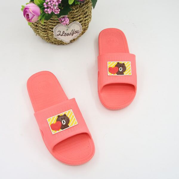 

Тапочки с мультипликационной заплатой, Ярко-розовый