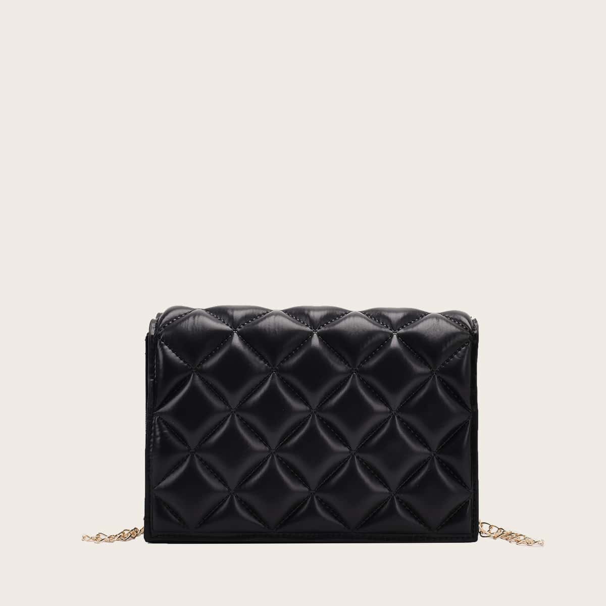 

Quilted Chain Crossbody Bag, Black