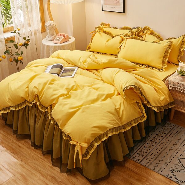 

Frill Trim Bedding Set Without Filler, Yellow