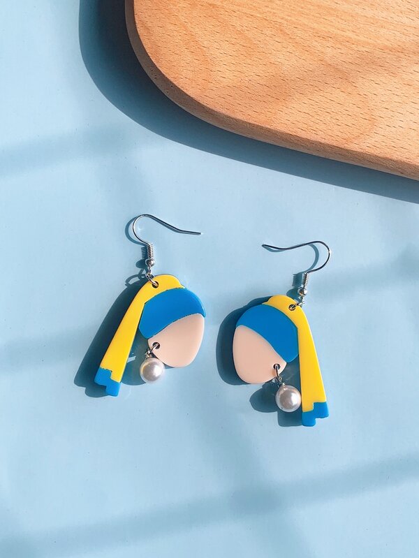 Faux Pearl Decor Acrylic Girl Drop Earrings SHEIN USA