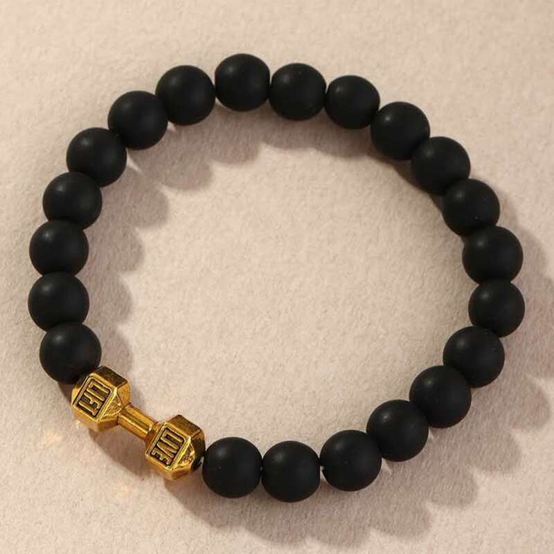 

Guys Letter Decor Beaded Bracelet, Black