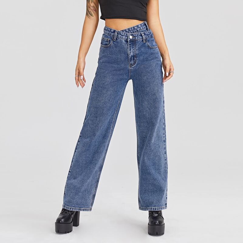 

High Waist Straight Leg Jeans, Medium wash