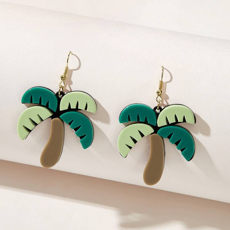 

Coconut Tree Design Drop Earrings, Gold